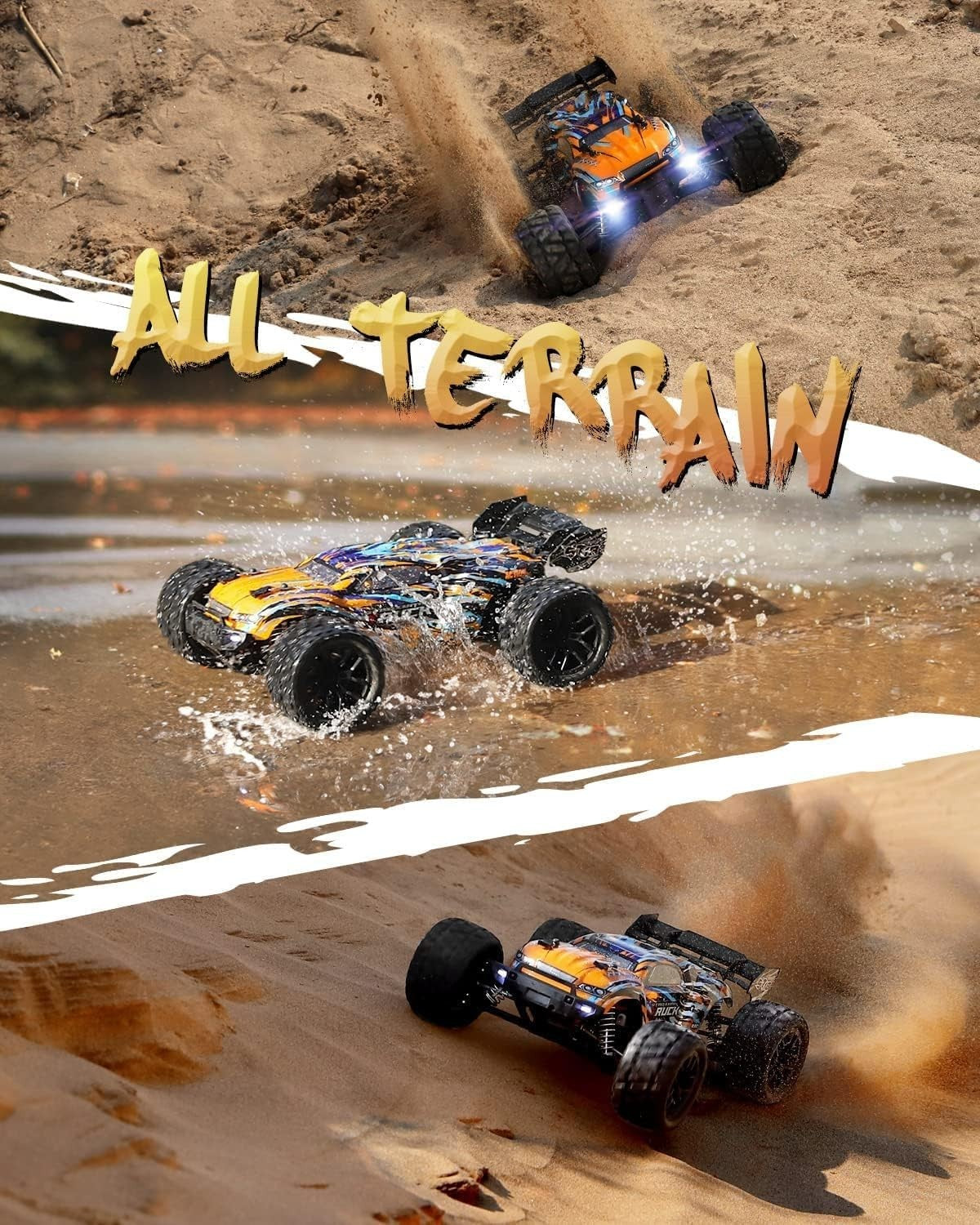 1:18 4WD RC Car 36KMH Waterproof Off-Road Monster Truck 2 Batteries 2.4GHz Gift