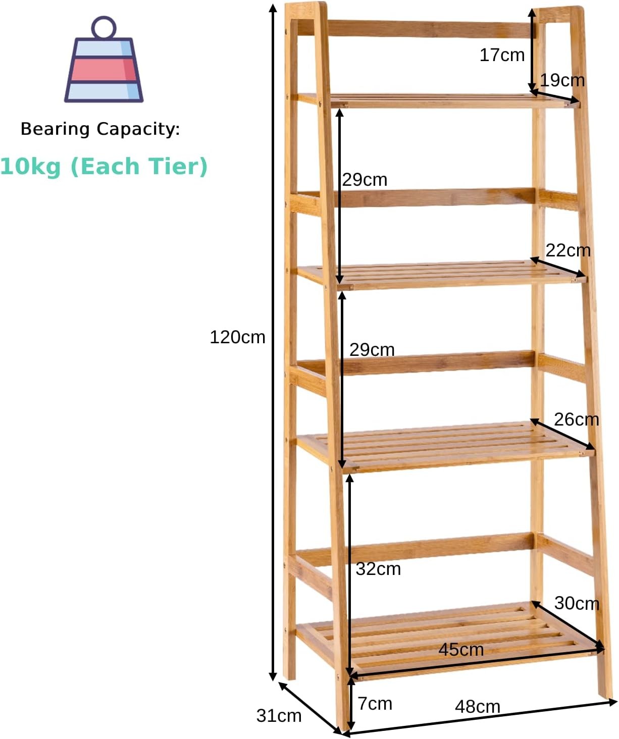 4 Tier Bamboo Plant Stand Ladder Flower Pot Display Shelf Indoor Outdoor Rack