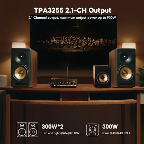 B07 2.1-Channel Bluetooth Amplifier 300Wx2+300W Subwoofer Bass Treble