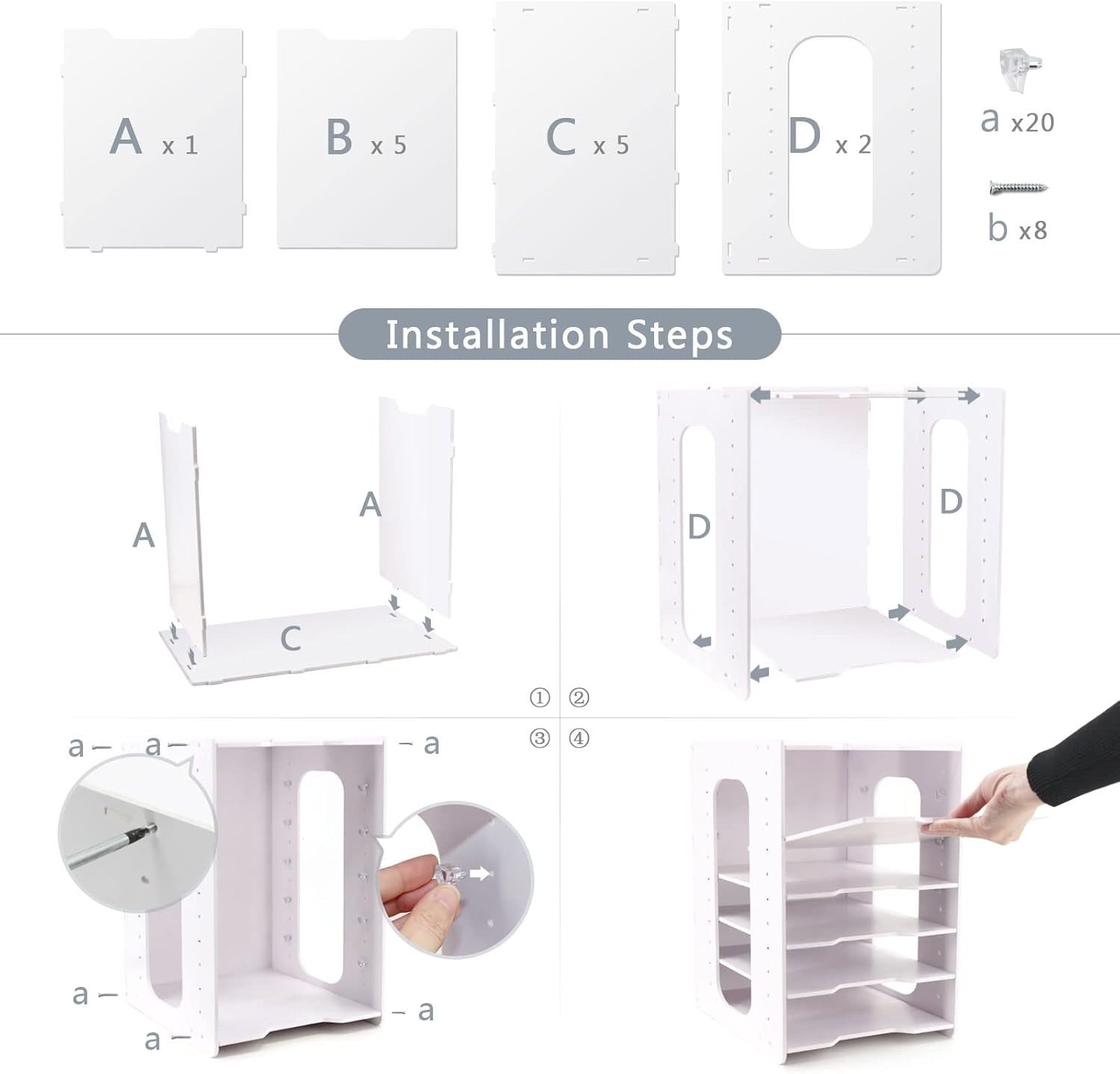 7-Tier Desktop File Organizer with Removable Shelves | A4 Paper Holder