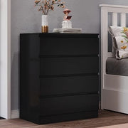 Black 4 Drawer Chest | Modern Bedroom Storage Unit | Slim Tall Cabinet