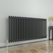 Anthracite 2 Column Horizontal Radiator 600x1190mm Modern Cast Iron
