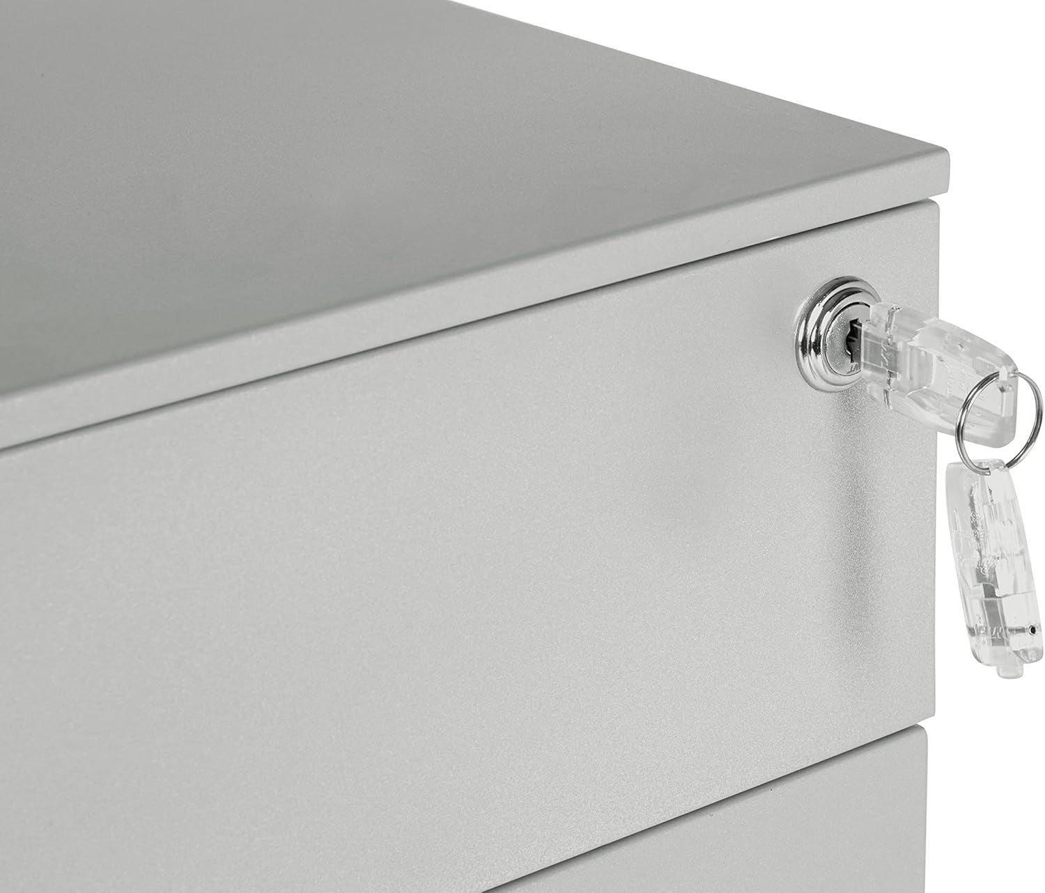 Grey Narrow Under Desk Filing Cabinet 3 Drawer Lockable 60cm