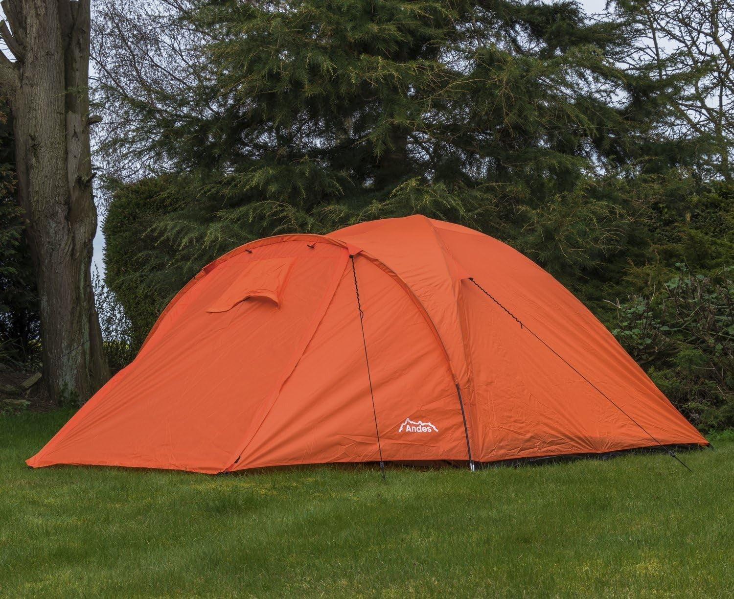 Orange 4-Person Andes Dome Camping Tent – Double Skin, Lightweight & Waterproof