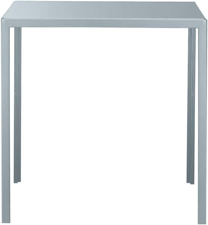 Small Modern Grey Glass Dining Table 75cm Square Tempered Metal Frame
