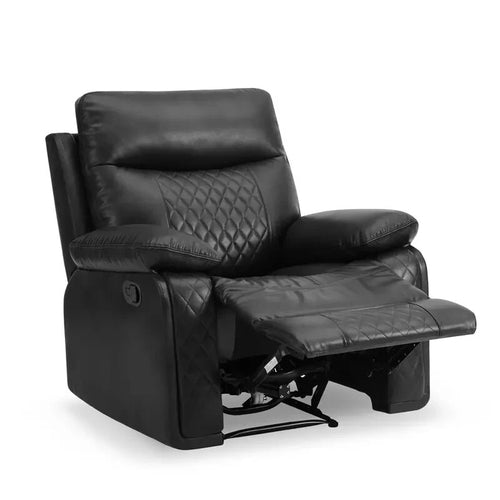 Manual Recliner Armchair Black Faux Leather Padded Seat Lounge Chair