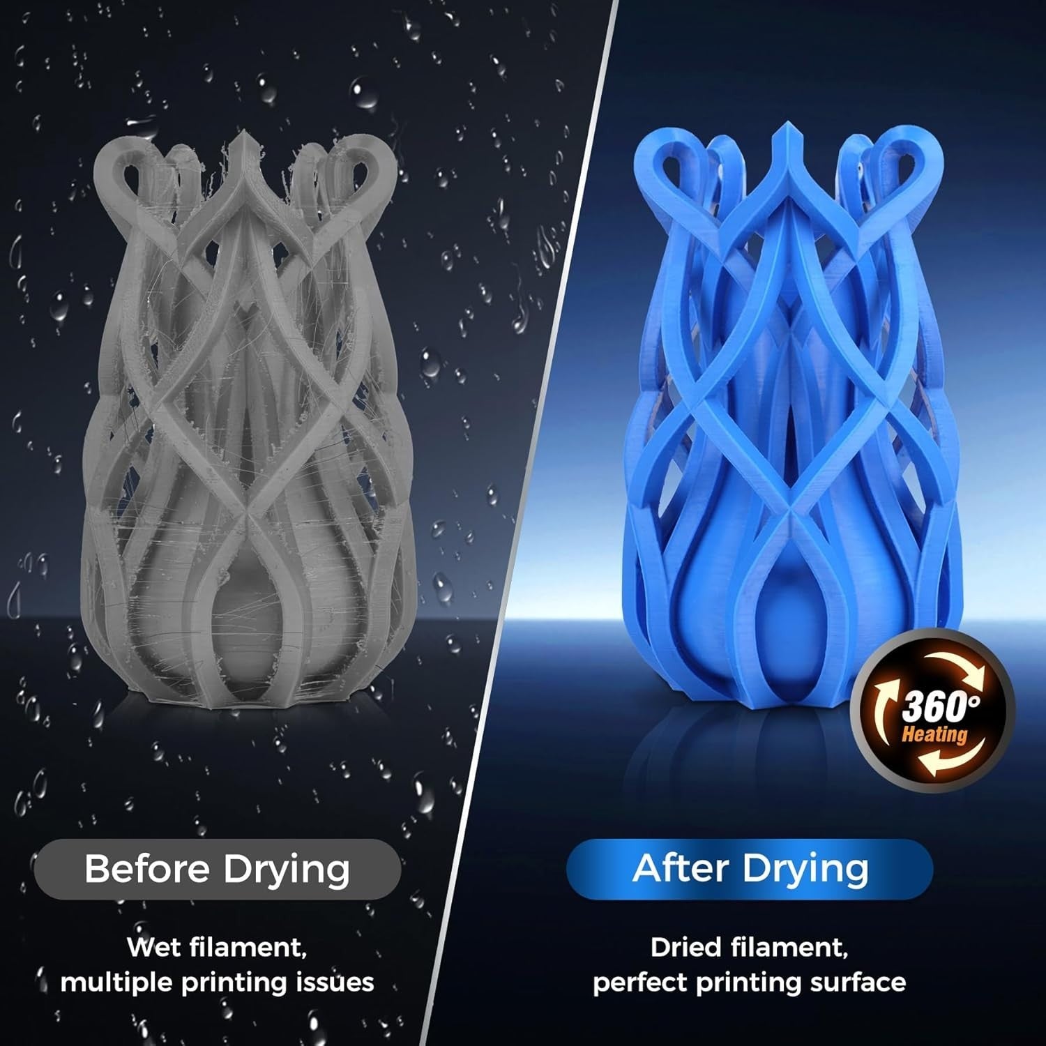 4 Spool Filament Dryer Box Auto Humidity 350W Fast Heat Storage