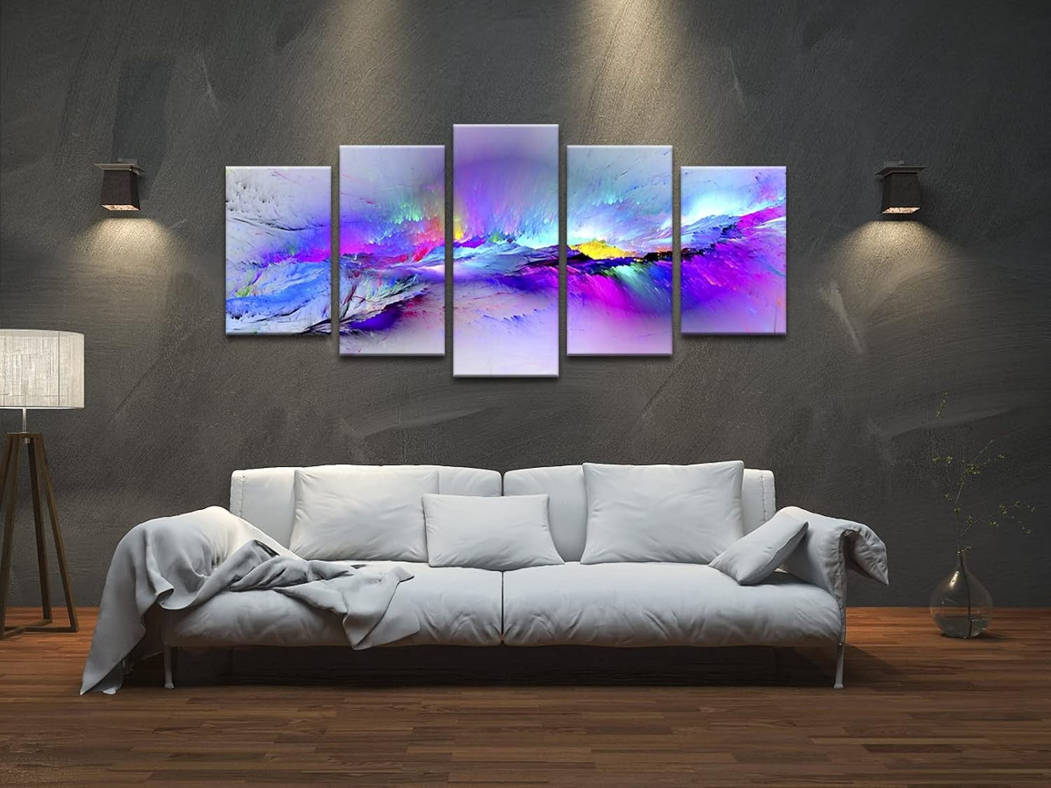 5 Piece Modern Canvas Wall Art Set Changing Colours