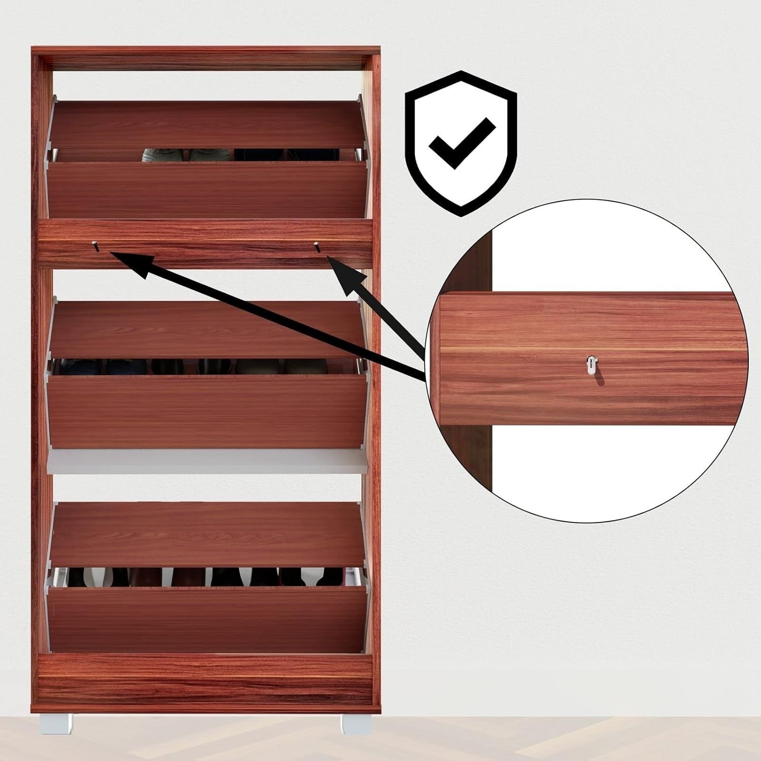 3 Door Shoe Storage Cabinet Wenge Black | Slim Modern Hallway Cupboard 115x60x24