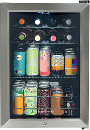 62L Mini Fridge Stainless Steel Wine and Beer Cooler Lockable Tabletop