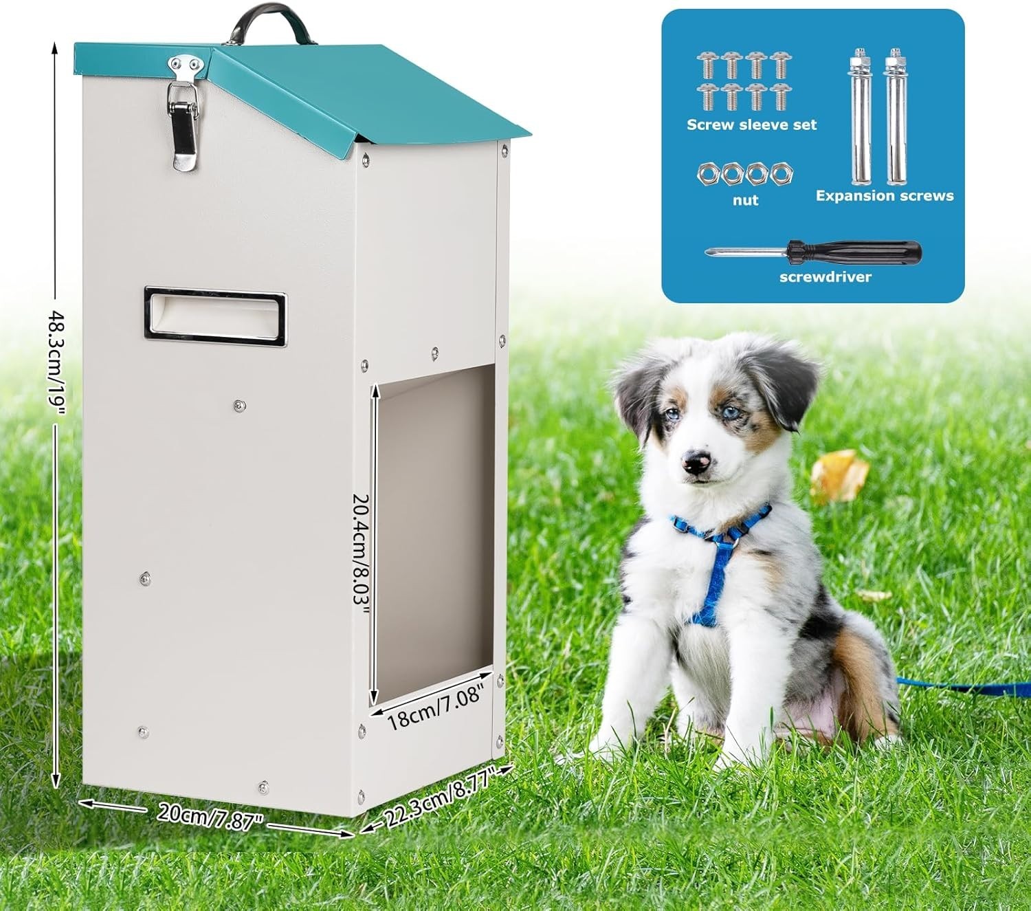 6KG Outdoor Automatic Dog Feeder Galvanized Gravity Pet Food Dispenser