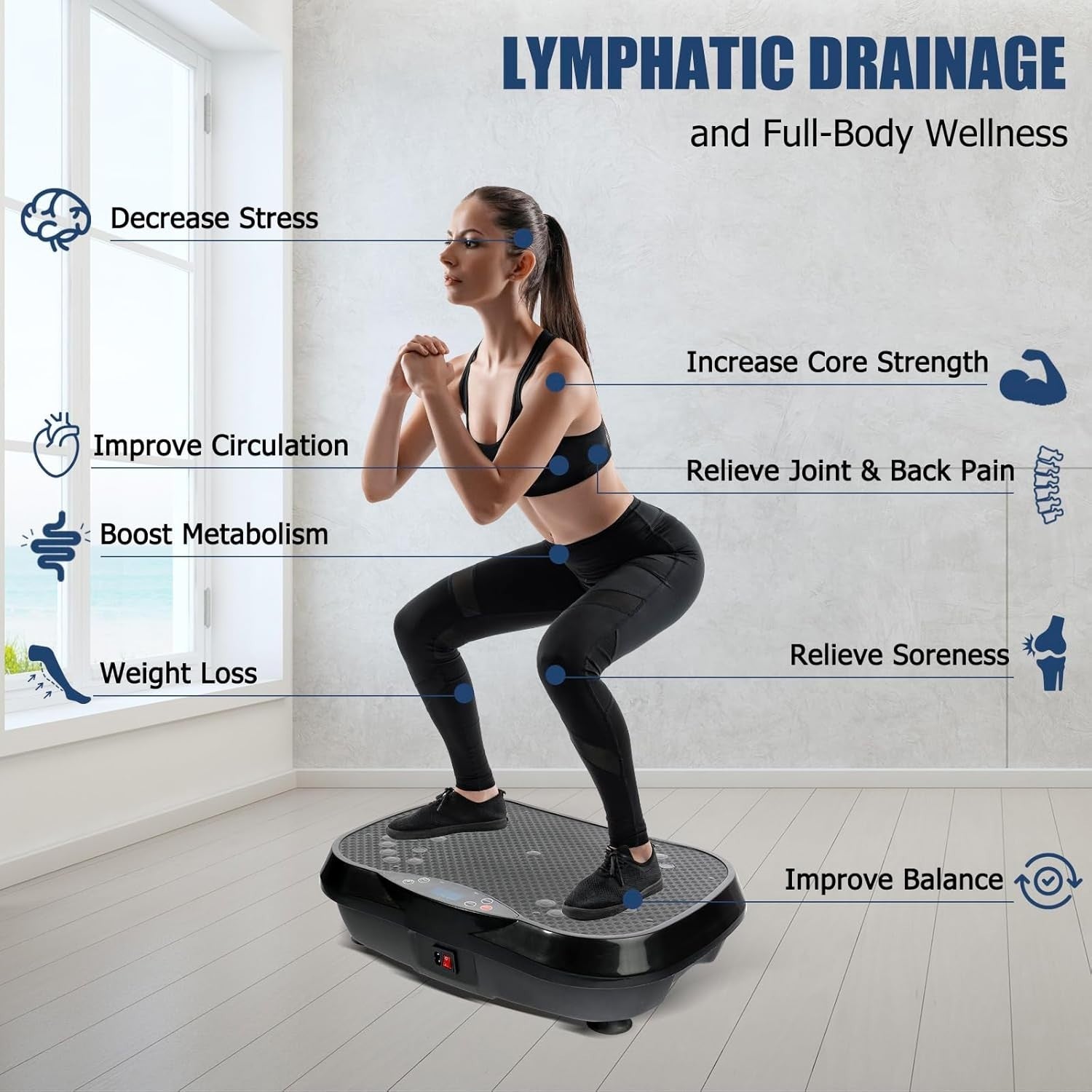 Compact Vibration Plate Fitness Platform Full Body Home Workout 330lb