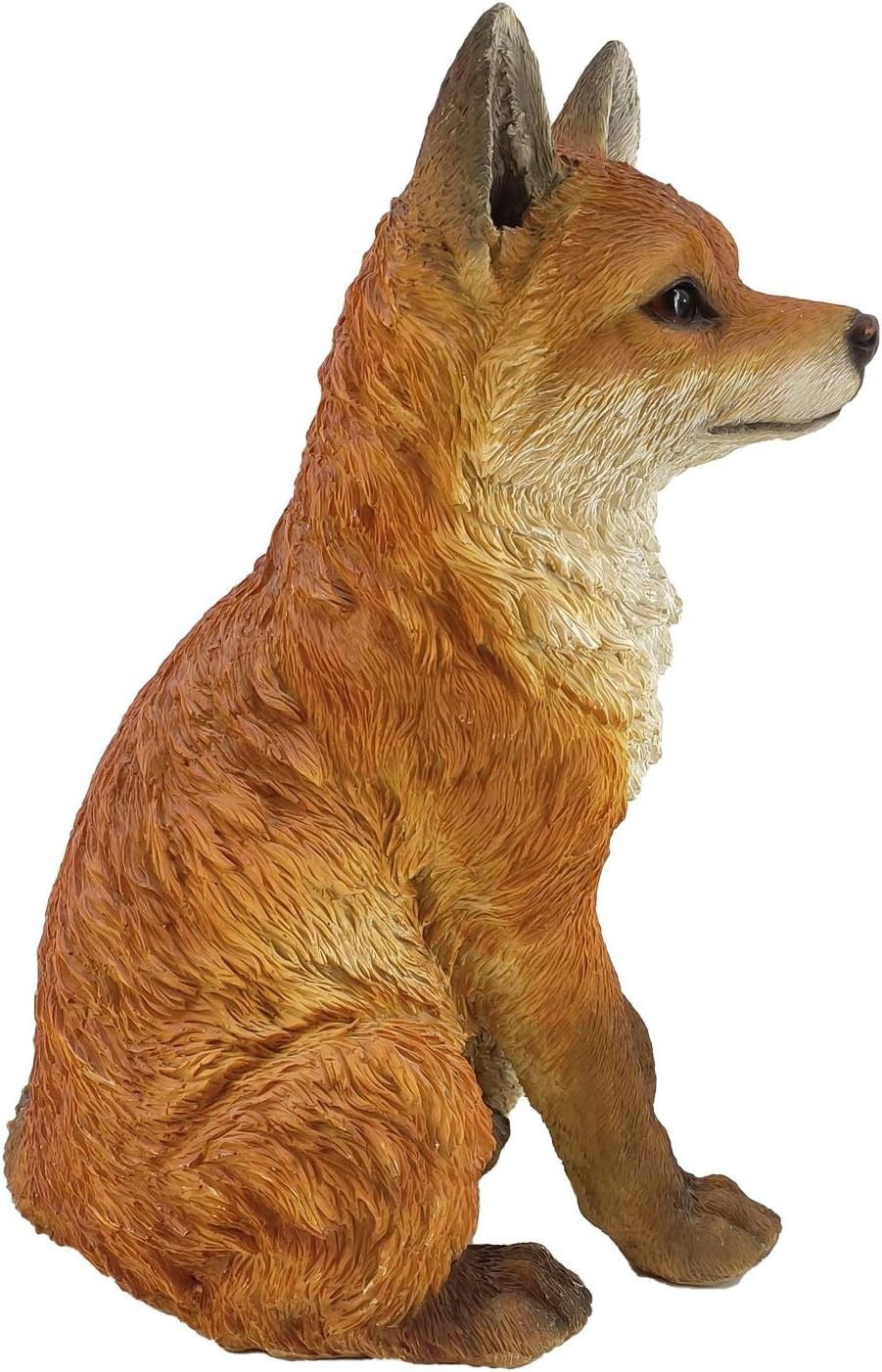Realistic Sitting Fox Garden Ornament | Large Weatherproof Resin Woodland Decor