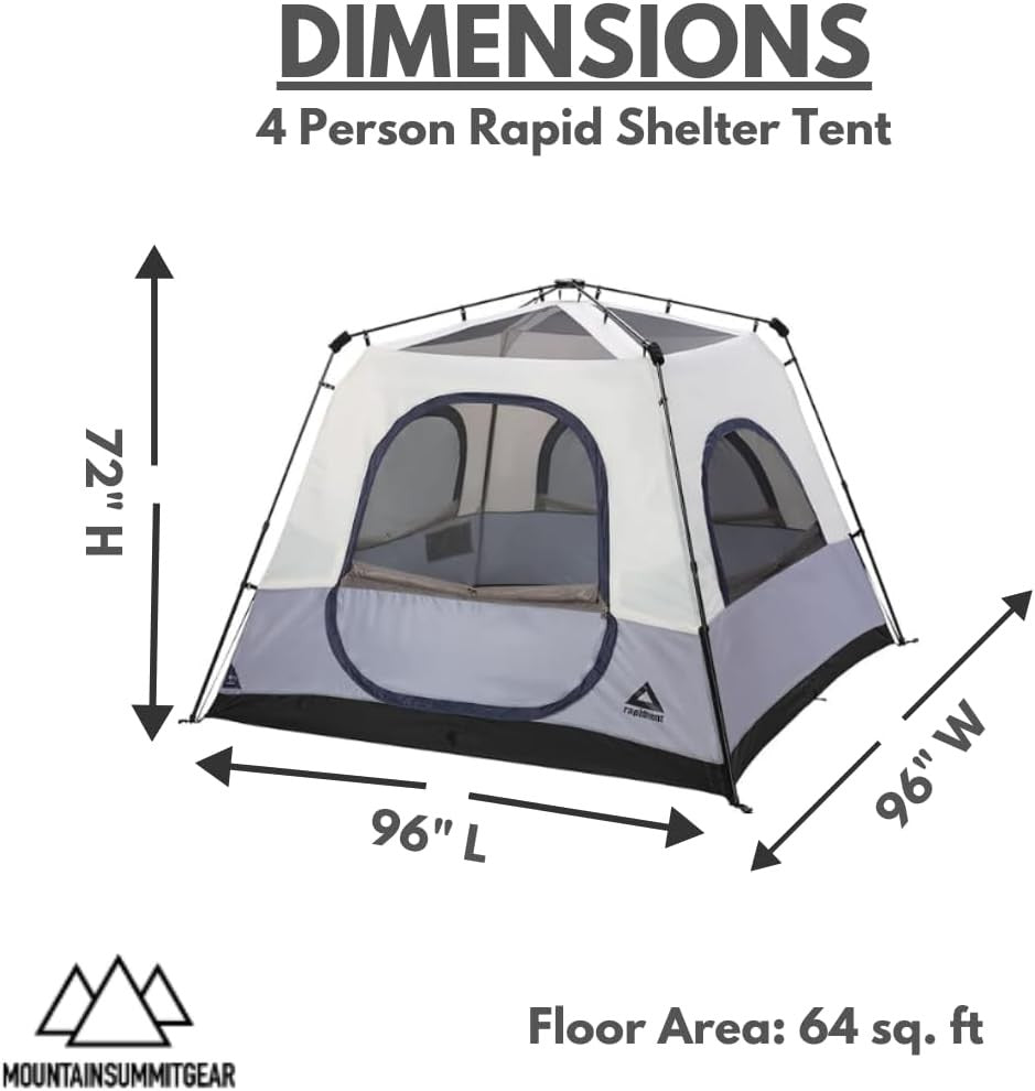 4-6 Person Pop Up Camping Tent Quick Setup Family Shelter