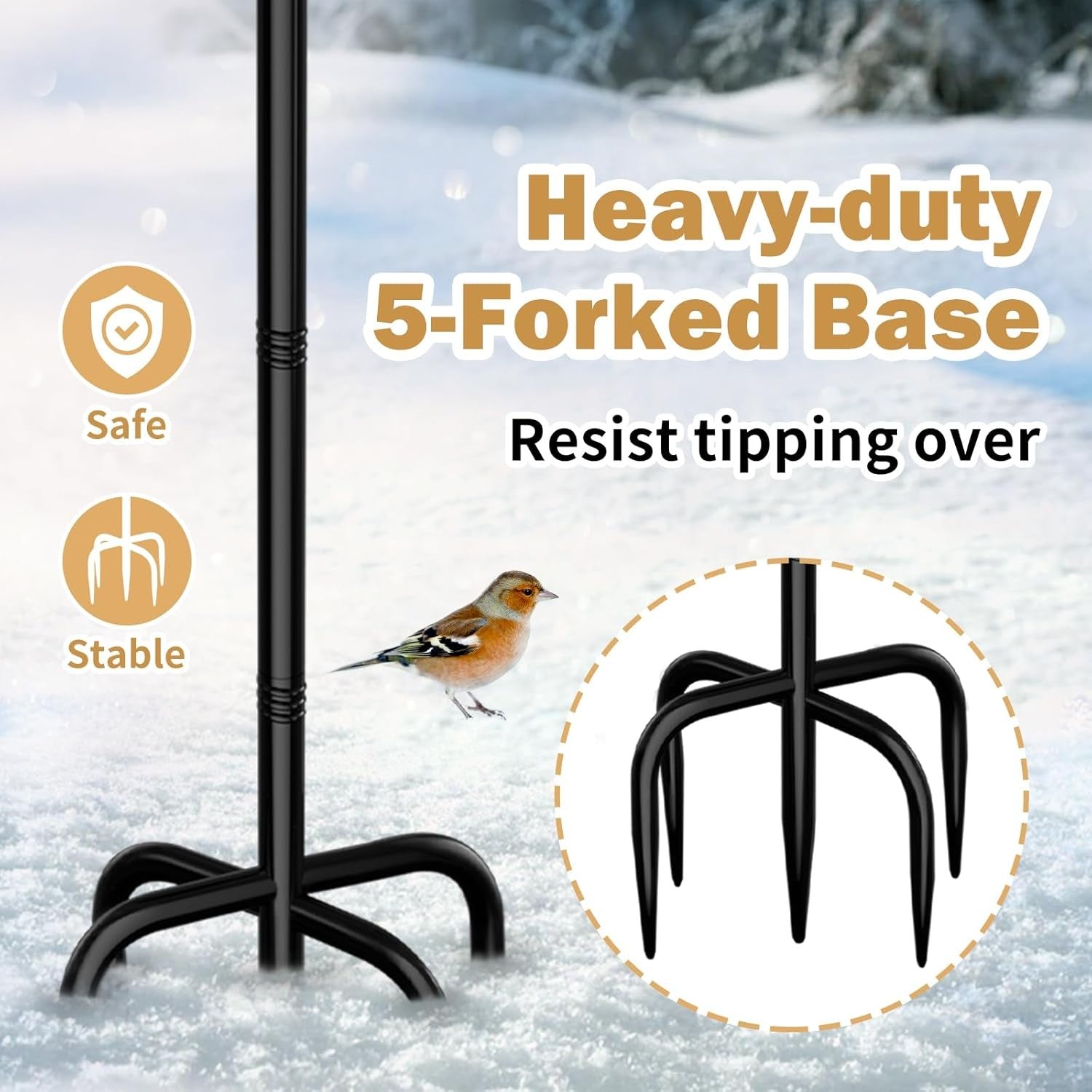 Heated Bird Bath Outdoor Water Feeder 100W Thermostat Metal Stand Winter Safe