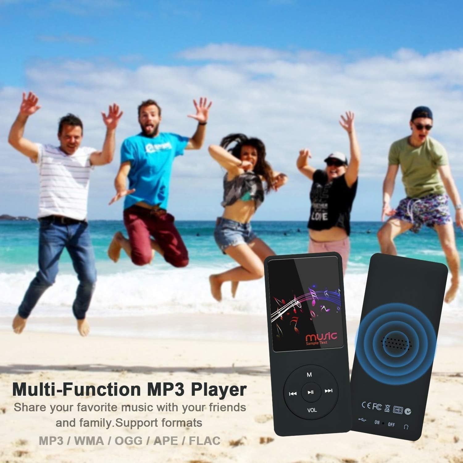 8GB MP3 Player Black 70H Battery Slim Portable FM Radio