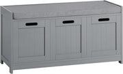 Modern Grey Hallway Shoe Storage Bench with Cushion & Drawer, 90x35x45cm