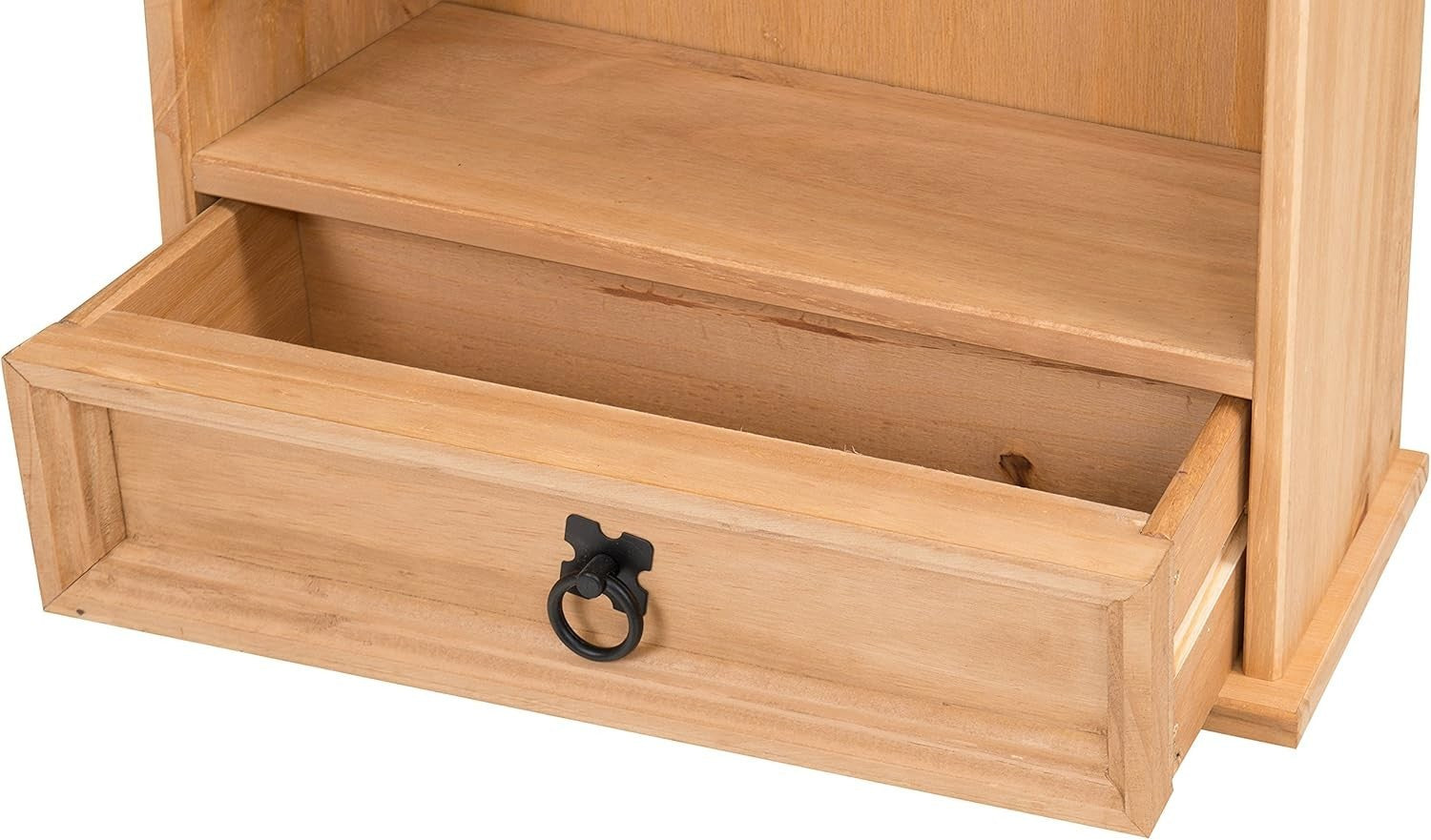 Solid Pine DVD CD Storage Rack 1 Drawer Shelving Unit Wax Finish