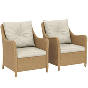 2x Rattan Garden Chairs Outdoor Patio Armchairs with Cushions Set