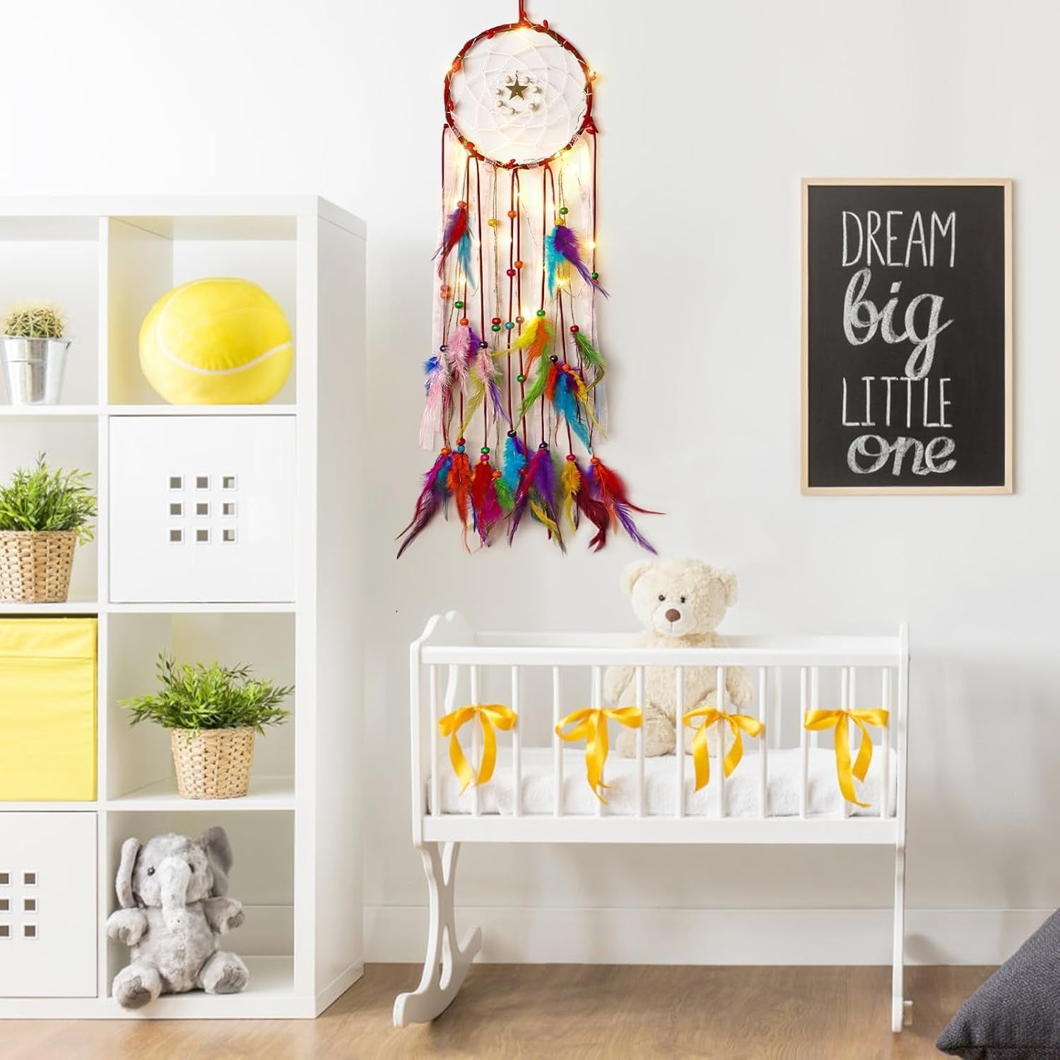 Colorful Boho Dreamcatcher with LED Fairy Lights Wall Decor