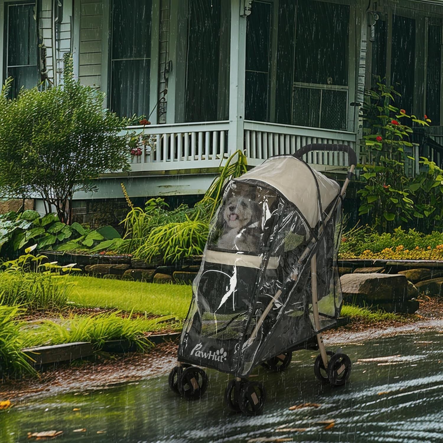 Dog Stroller with Rain Cover Foldable Pet Pushchair for Small Dogs Cats