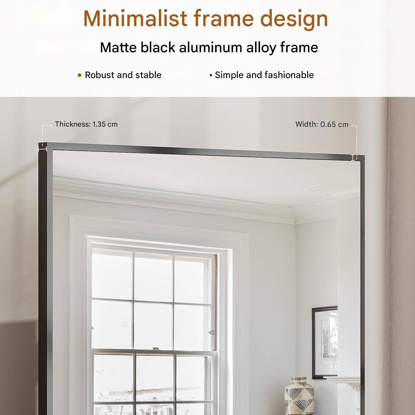 Full Length Floor Mirror 76x171cm Standing Hanging Leaning Modern Black