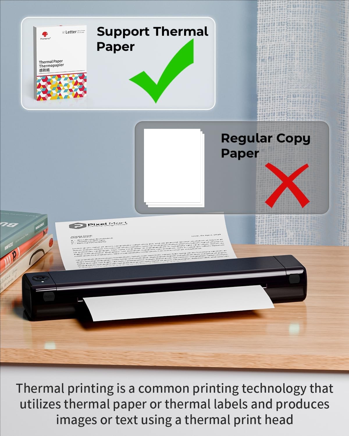 A4 Portable Thermal Printer Bluetooth Wireless Inkless Mobile
