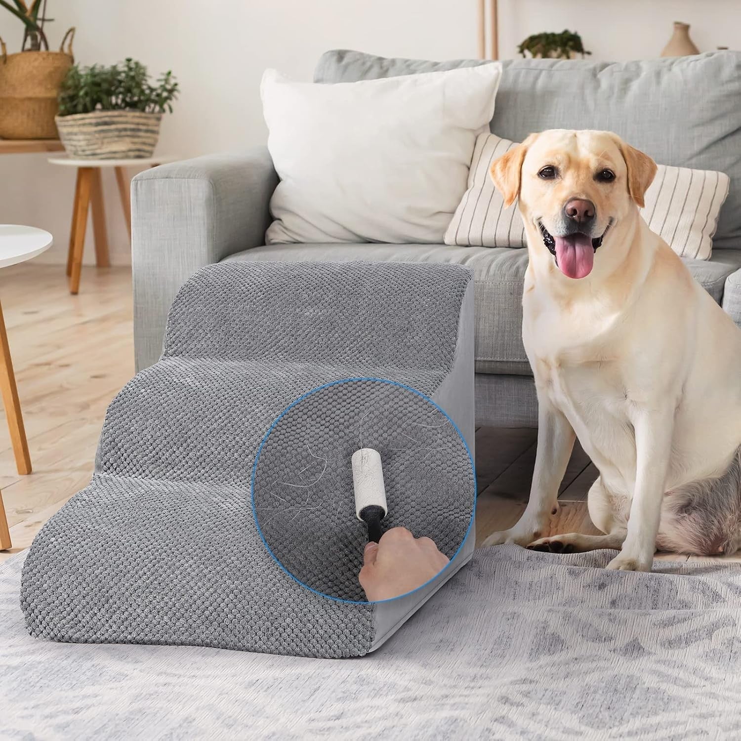 3 Step Dog Ramp Stairs for Bed Sofa High Density Foam