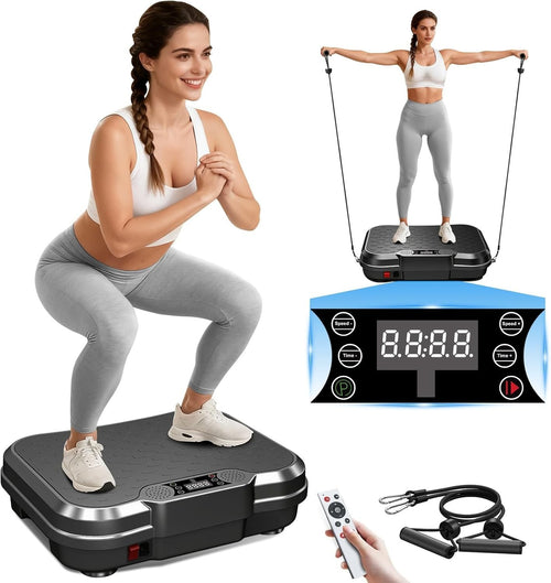 Black Vibration Plate Exercise Machine 400lb Lymphatic Drainage 250 Speeds