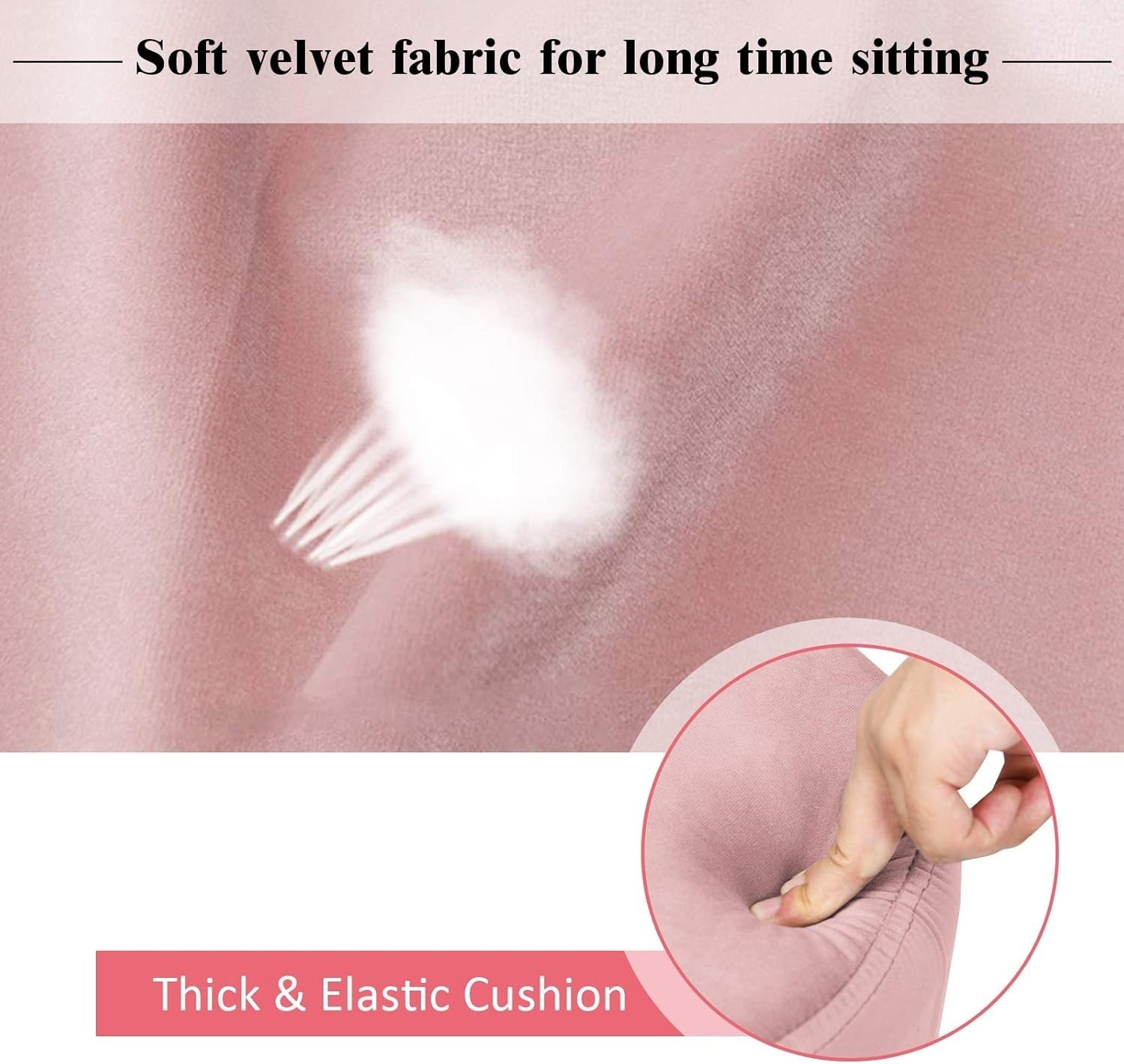 Pink Velvet Round Footstool Modern Dressing Table Stool with Metal Legs
