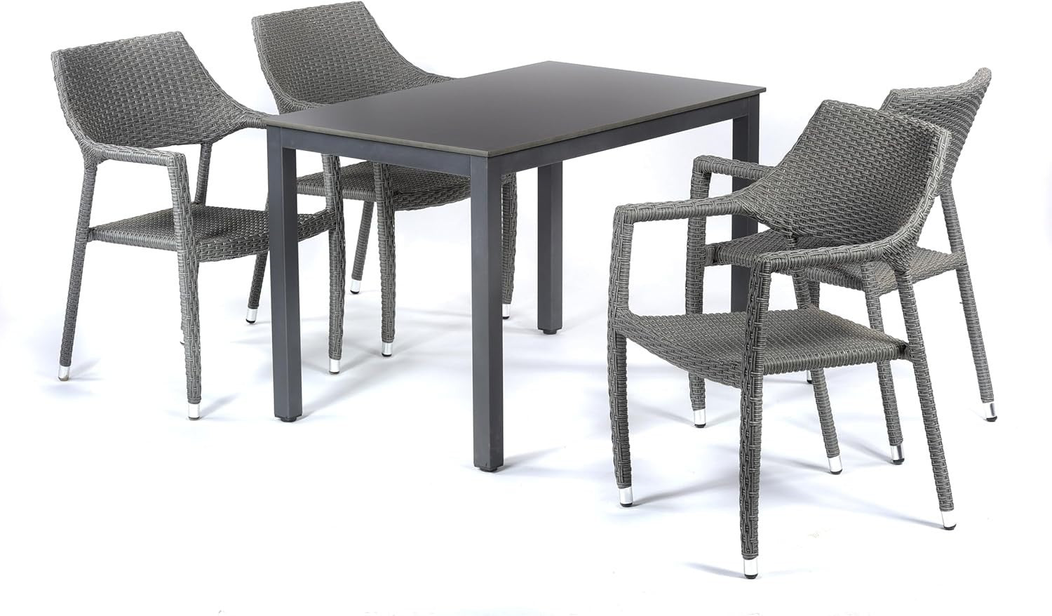 Set of 4 Rattan Garden Armchairs Stackable Outdoor Patio Dining Chairs