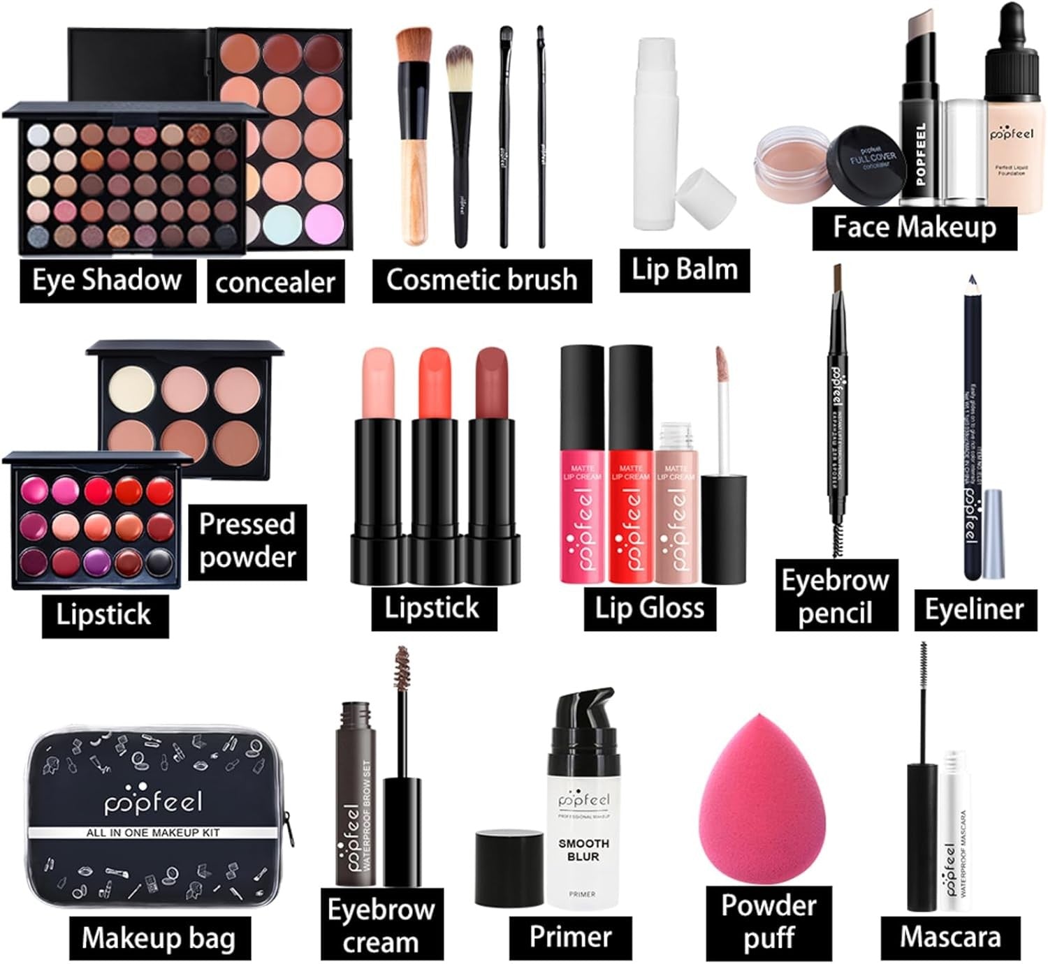 All In One Makeup Kit 24PCS Full Face Set Eyeshadow Lipstick
