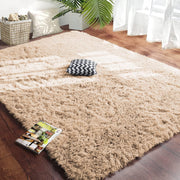 Beige Shaggy Area Rugs Set 2pcs 120x170cm Super Soft Non Slip Bedroom Rugs