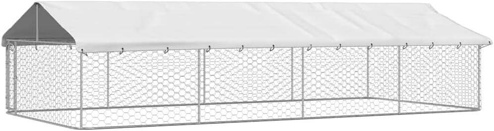 XL Outdoor Dog Kennel 600x300x150cm – Roof, Mesh Sides, Lockable Door, Steel