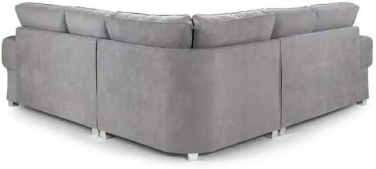Verona Chesterfield Corner Sofa – Grey Suede 2C2 5 Seater Settee Suite