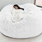 White Giant Faux Fur Bean Bag Chair Cover Ultra Soft Fluffy 5ft Seat Sofa