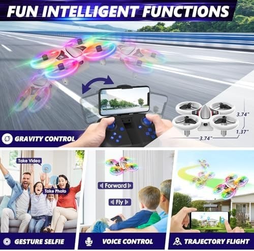 Mini Drone 720P HD Camera Colorful LED Lights 3 Battery Headless Mode 3D Flip