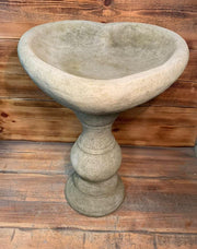 Stone Love Heart Bird Bath | Handcrafted Garden Ornament Statue 50cm