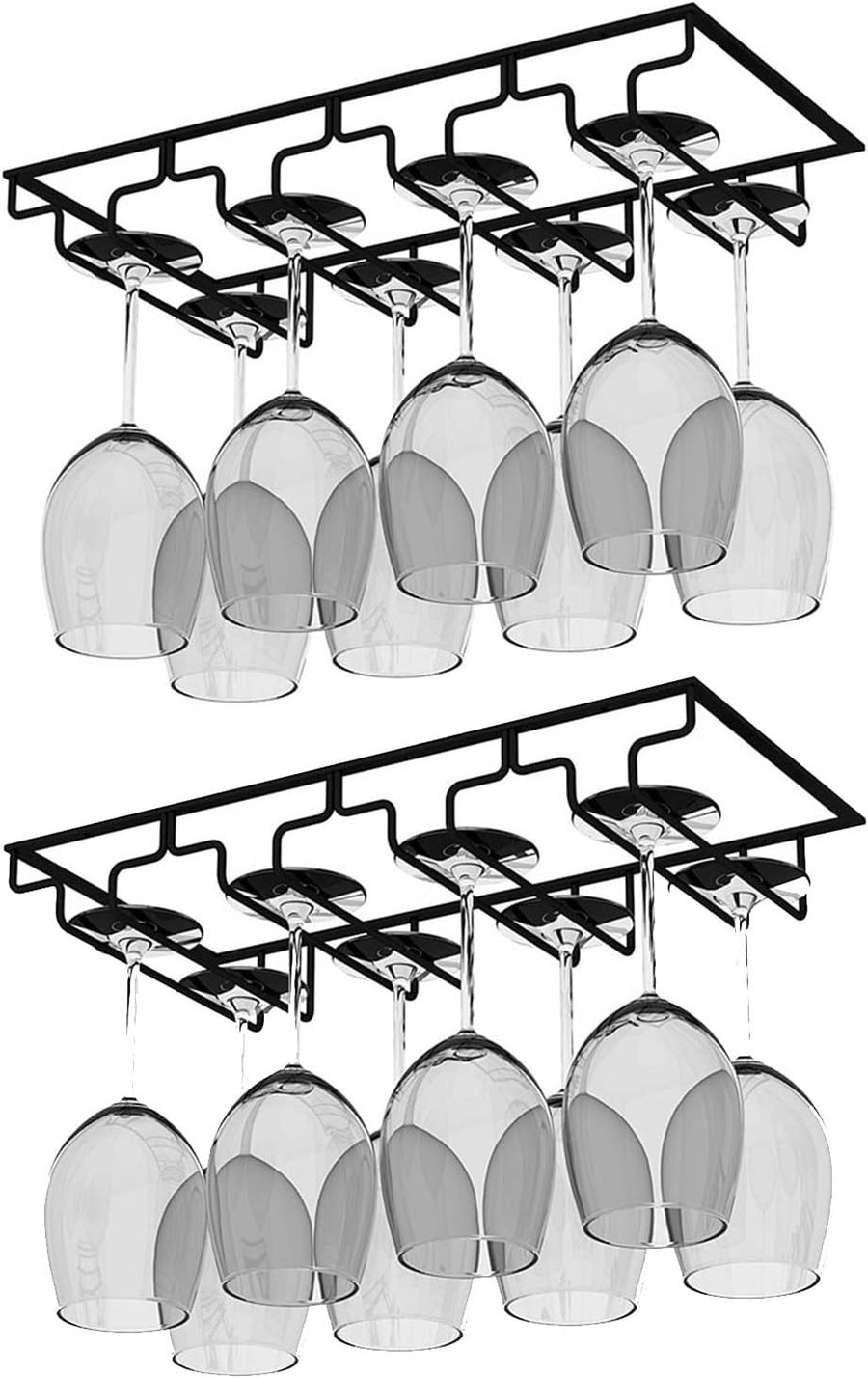 Under Cabinet Wine Glass Rack 2 Pack 4 Slot Hanging Stemware Holder Kitchen Bar