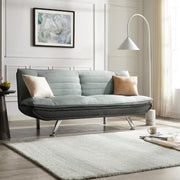 3 Seater Grey Sofa Bed Click Clack | Charcoal Contrast Fabric & Chrome Legs