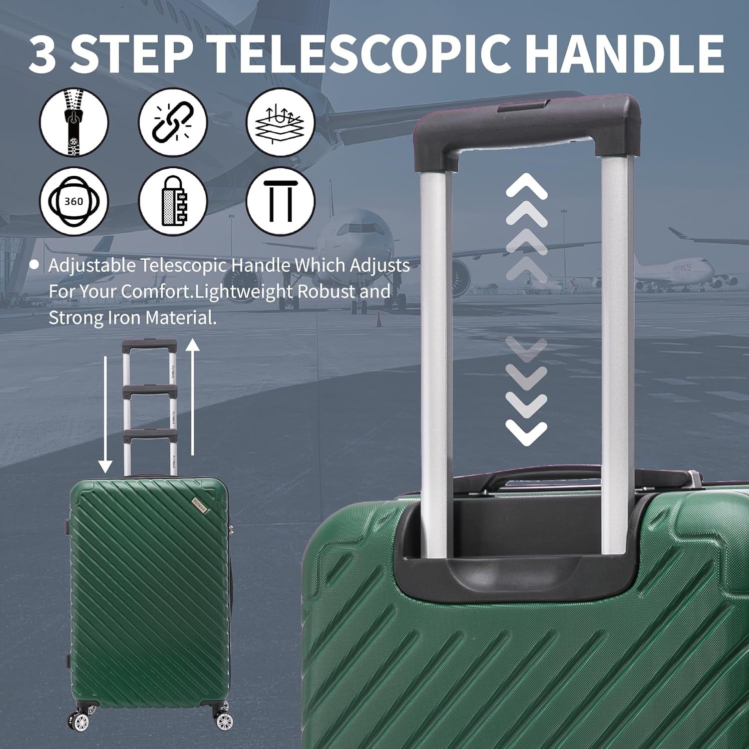 Large Check In Suitcase 29in Lightweight ABS 4 Wheel Spinner Lock