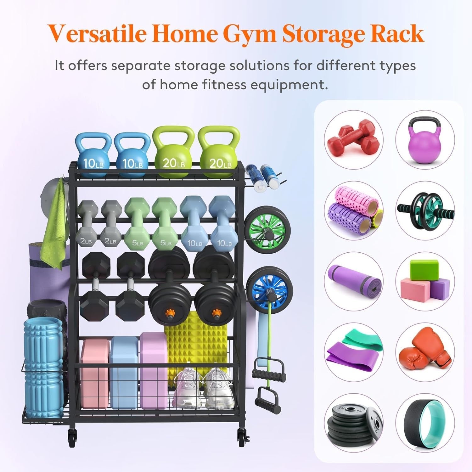 Adjustable 2-Tier Dumbbell & Fitness Equipment Rack – Home Gym Storage