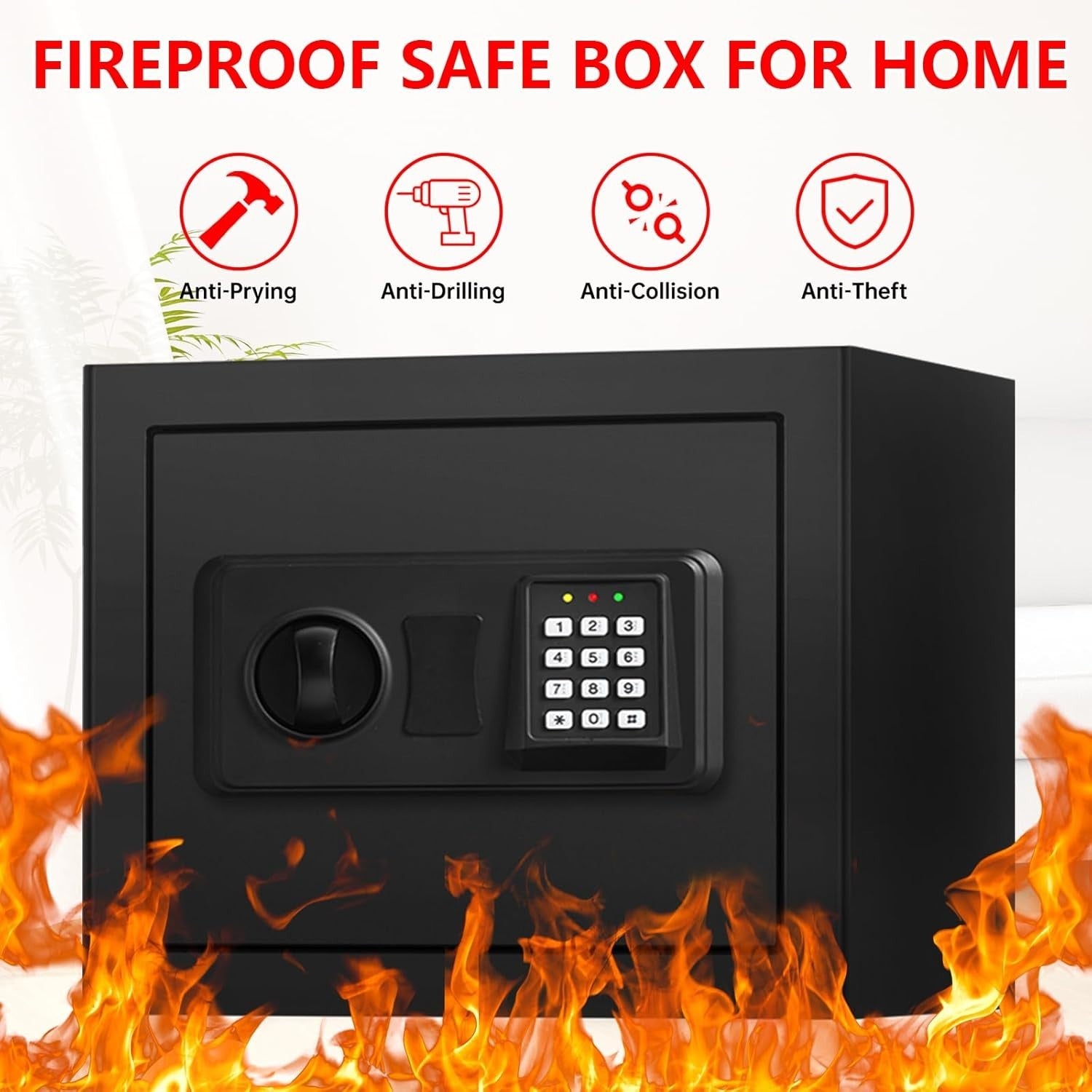1.3 Cu Ft Fireproof Safe Box Digital Keypad Cash Document Security