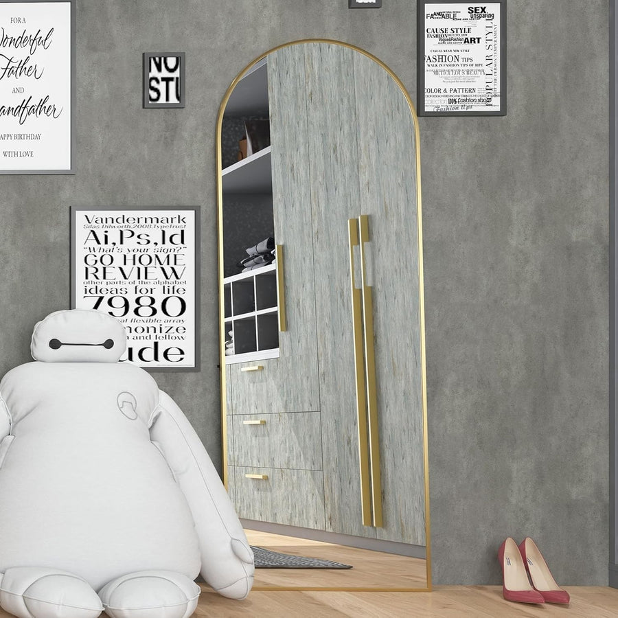 Gold Arch Floor Mirror 162x53cm Full Length Standing Leaning Luxury