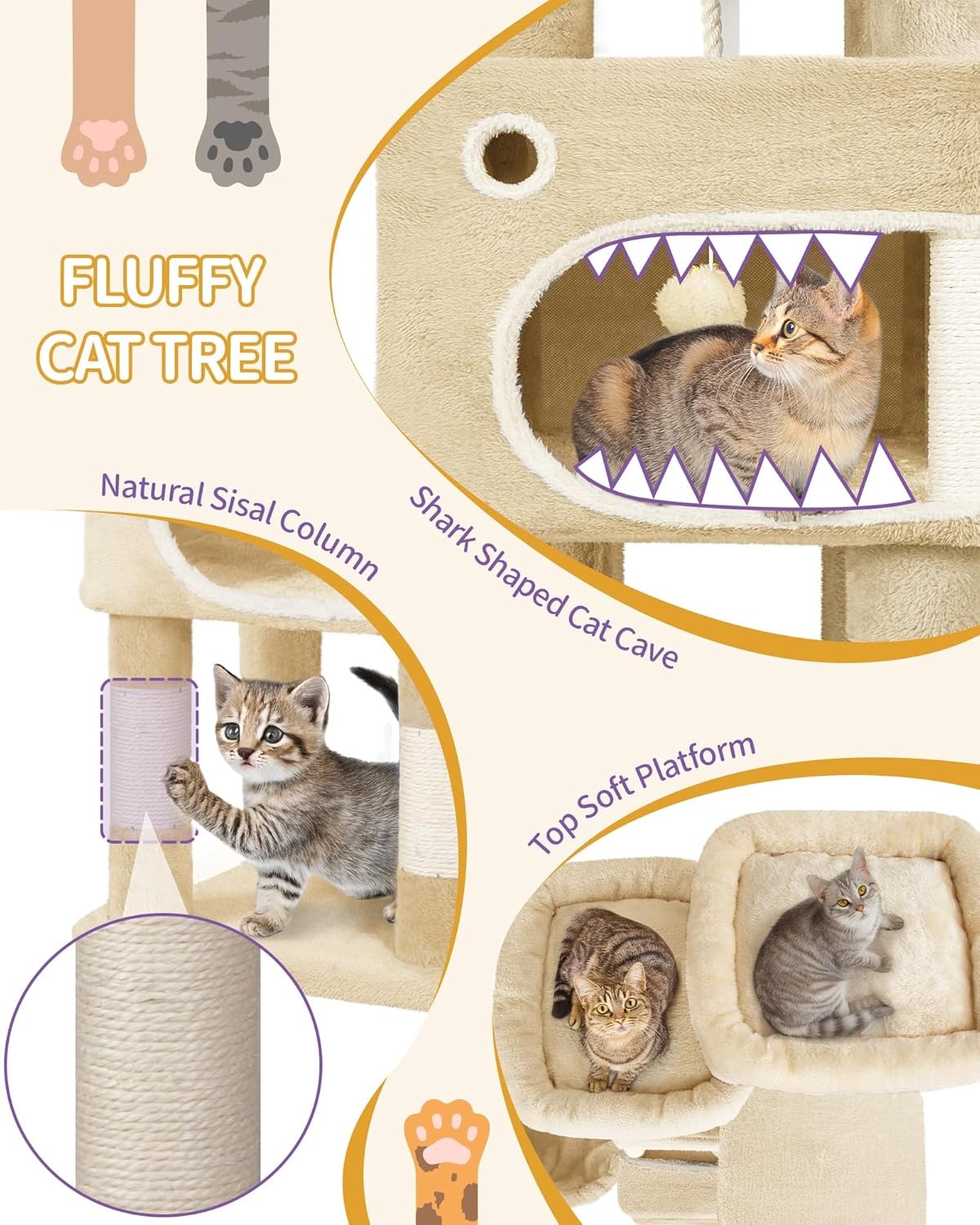 Cat Tree 180cm Tall Tower With Condo Scratching Posts Platforms Caves & Basket
