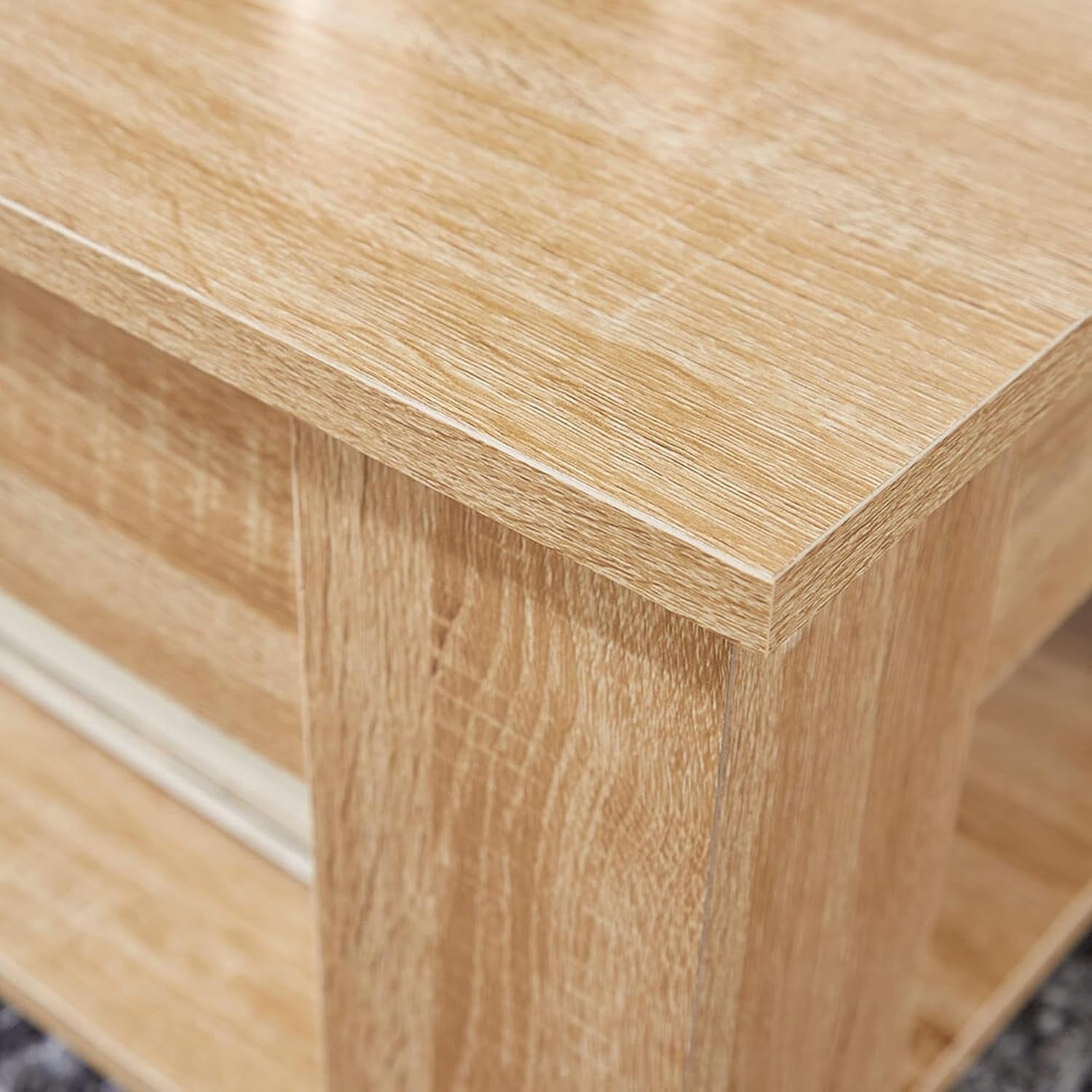 Oak Coffee Table with Lift-Up Storage & Magazine Shelf 100x50cm