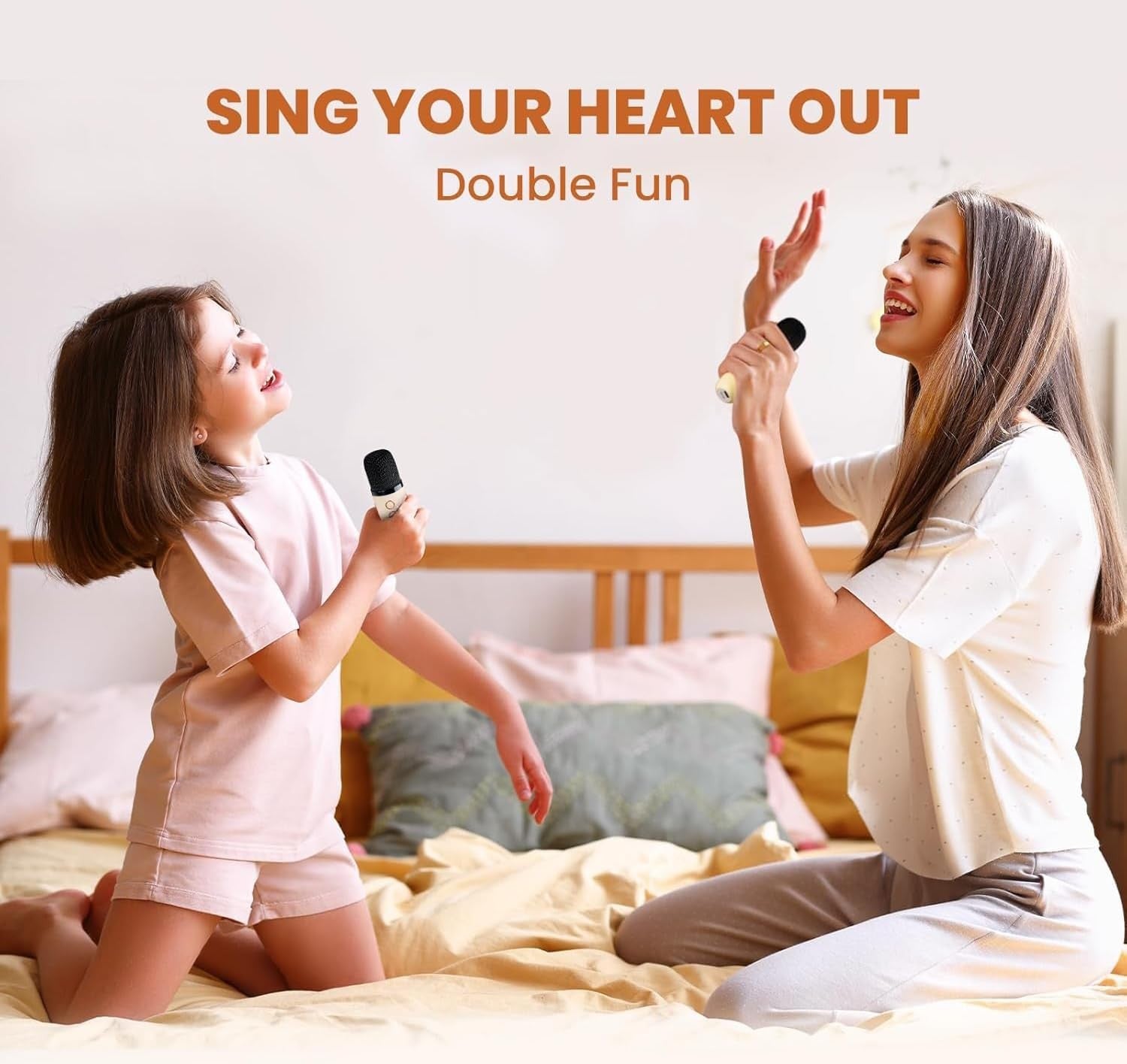 Kids Karaoke Machine 2 Microphones Bluetooth LED Voice Changer