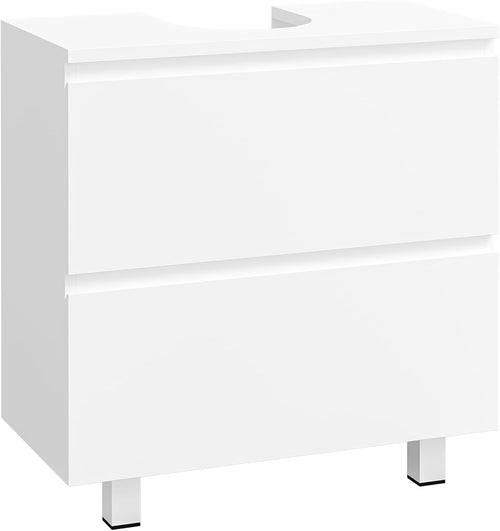 Under Sink Bathroom Cabinet White 60cm Storage Unit with 2 Drawers & Shelf