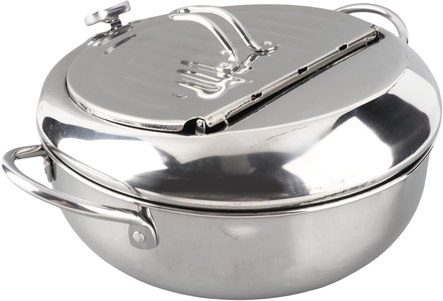 Japanese Tempura Deep Fryer Pot 24cm Stainless Steel With Thermometer