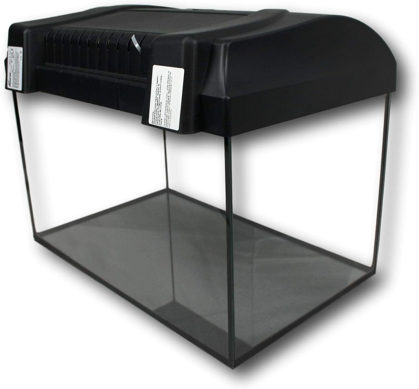 25L Glass Aquarium Fish Tank With LED Lid Clear Freshwater Tank